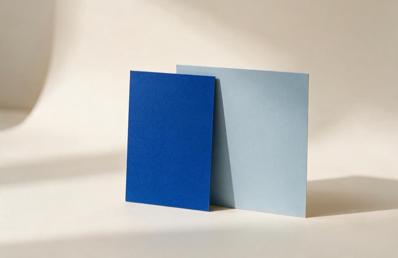 Paper-craft illustration of two paper sheets of slightly different proportions overlapping side by side