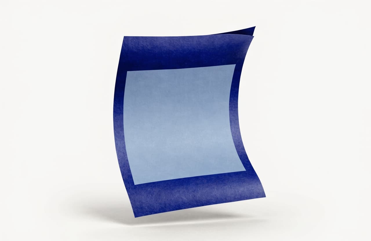 Paper-craft illustration of a letterhead page with the typing area marked out